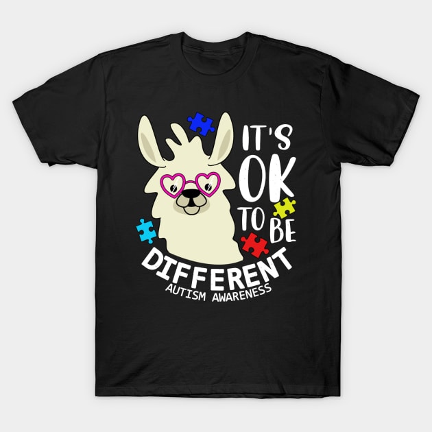 Llama Autism Awareness Hoodie Its OK to be different Alpaca T-Shirt by craiglimu